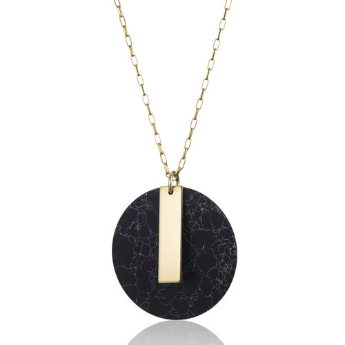 Scribble and Stone 14ct GoldFill Marble Disc Pendant