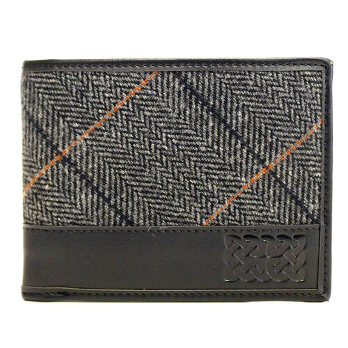 Patrick Francis Black/ Grey Tweed Celtic Leather Wallet One size