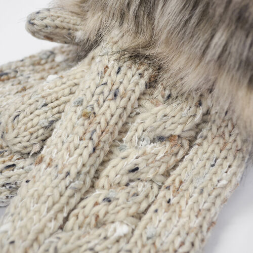 Patrick Francis Patrick Francis Kids Oatmeal Speckled Wool Faux Fur Mittens One size