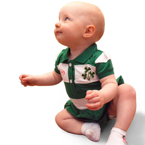 Lansdowne Kids Lansdowne Sports Green And White Stripe Baby Vest  1/2