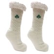 Traditional Craft Adults Natural Embroidered Shamrock Weave Slipper Sock  One Size