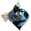 Clare O' Connor 100% Bamboo White Navy Handrolled Square Scarf 70x70cm