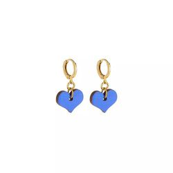 Shock Of Grey Mini Heart Hoop Earrings in Cobalt Blue (Jade Reverse)