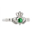 JMH Sterling Silver Claddagh Ring with green CZ Centre Size 10