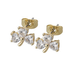 Trinity Gold Three Crystal Earring