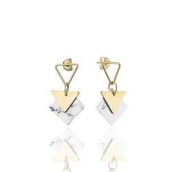Scribble and Stone Marble Triangle Studs