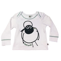 Traditional Craft Kids White Sheep Ireland Baby Long Sleeve T-Shirt  6-12