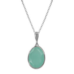 Juvi Designs Baja Pendant in sterling silver with an Aqua Chalcedony gemstone