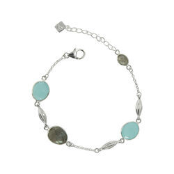 Juvi Designs Cozumel Bracelet in sterling silver with an Aqua Chalcedony and Labradorite gemstone