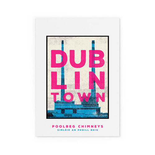 Jando  Dublin Rown Poolbeg Chimneys Small Print A4