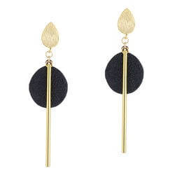 Scribble and Stone Stem Disc Drops Earrings