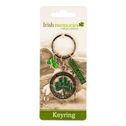 Irish Memories Green Shamrock Spinner Keyring