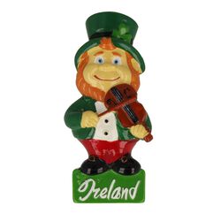 Irish Memories Leprechaun and Fiddle Resin Magnet