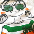 Irish Memories Irish Memories Girls White Shamrock Glasses T-Shirt  7/8