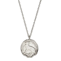 Hare 3 Pence Coin Sterling Silver Necklace