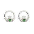 Solvar SLV Sterling Green Crystal Claddagh Stud Earrings