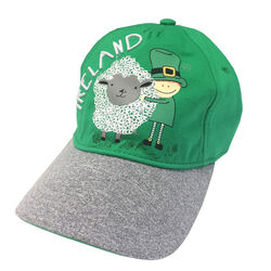 Traditional Craft Kids Emerald Green/Grey Leprechaun & Sheep Kids Cap