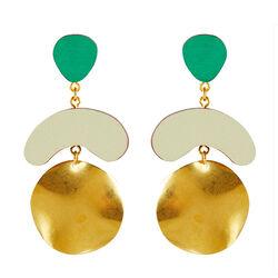Shock Of Grey Megadrop Earrings In Emerald and Sage Green