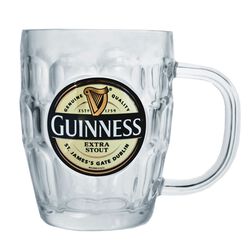 Guinness Label Dimpled Glass Tankard