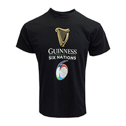 Guinness Black 6 Nations Rugby Tshirt  L