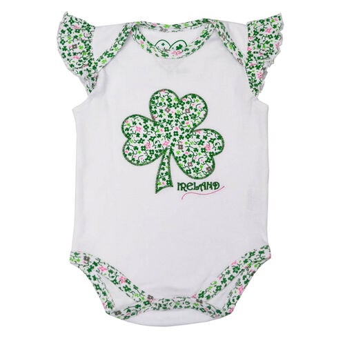 Traditional Craft Kids White Baby Vest With Shamrock Applique 