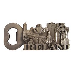 Souvenir Silver Ireland Metal Bottle Opener Magnet
