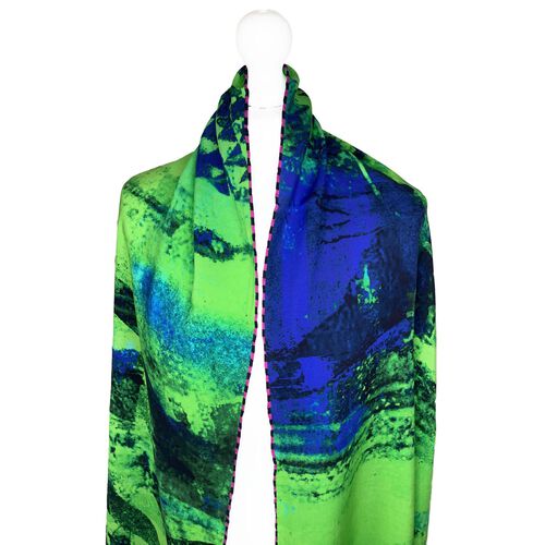 Clare O' Connor 100% Bamboo Green Handrolled Large Scarf 70x200cm