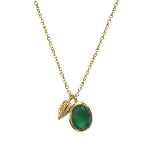 Juvi Designs Tulum Pendant in gold plated sterling silver with a Green Onyx gemstone