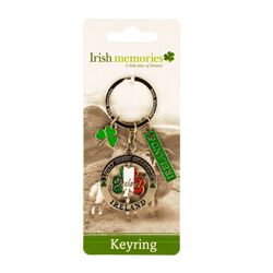 Irish Memories Tricolour Shamrock Spinner Keyring
