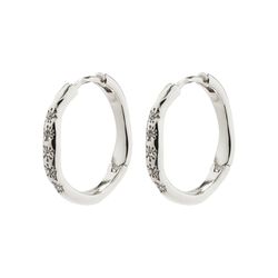 Pilgrim EDURNE crystal hoop earrings silver-plated