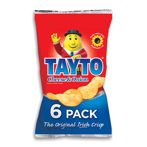 Tayto Tayto Cheese & Onion Flavour Potato Crisps 6 Pack 150g