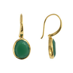 Juvi Designs Tulum Earring in gold plated sterling silver with a Green Onyx gemstone