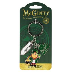 Irish Memories McGinty Leprechaun & Pot of Gold Charm Keyring