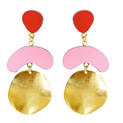 Shock Of Grey Megadrop Earrings in Red & Candy Pink