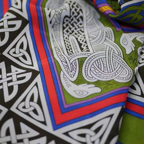 Book of Kells The Book of Kells Celtic Square Silk Scarf  Green 