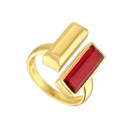 Juvi Designs Manhattan Bar Ring Gold Vermeil Garnet