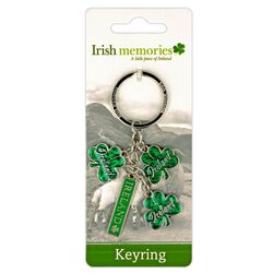 Irish Memories Green Shamrock Charm Keyring