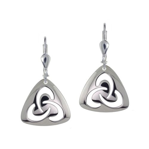 JMH Sterling Silver Contemporary Trinity Knot Earrings 18 Inch Chain