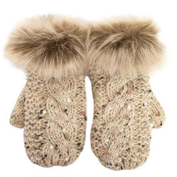 Patrick Francis Patrick Francis Kids Oatmeal Speckled Wool Faux Fur Mittens One size