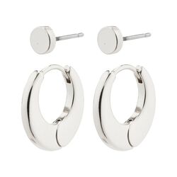 Pilgrim EILISH huggie hoop earrings & studs 2-in-1 silver-plated
