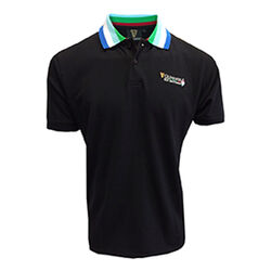 Guinness Black 6 Nations Stripe Collar Short Sleeve Polo  L