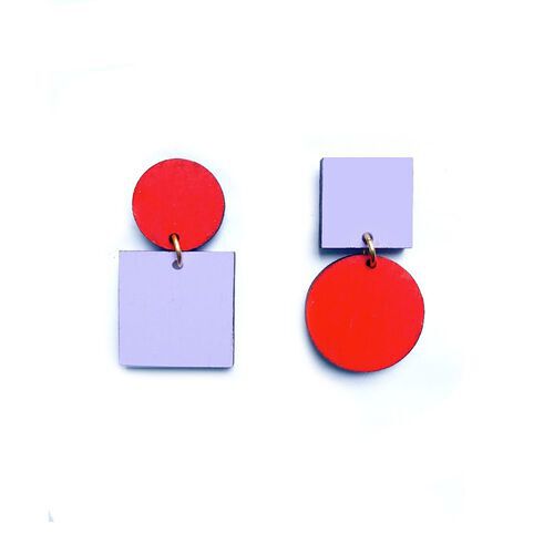 Shock Of Grey Vice versa earrings in Lilac and red wood