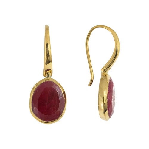 Juvi Designs Tulum Earring in gold plated sterling silver with a Ruby gemstone