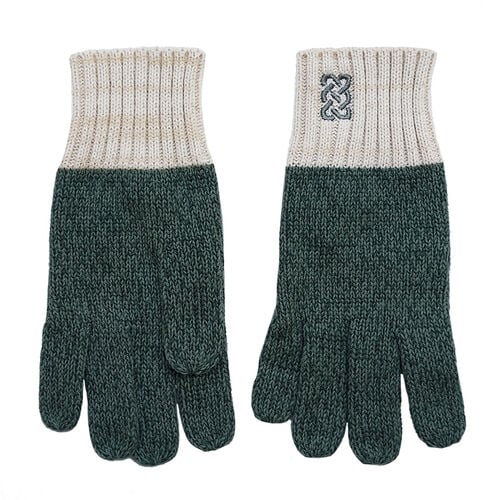 Patrick Francis Patrick Francis Green Cream Knit Gloves One size