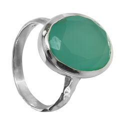Juvi Designs Lago Ring in sterling silver with an Aqua Chalcedonyx gemstone Size 6