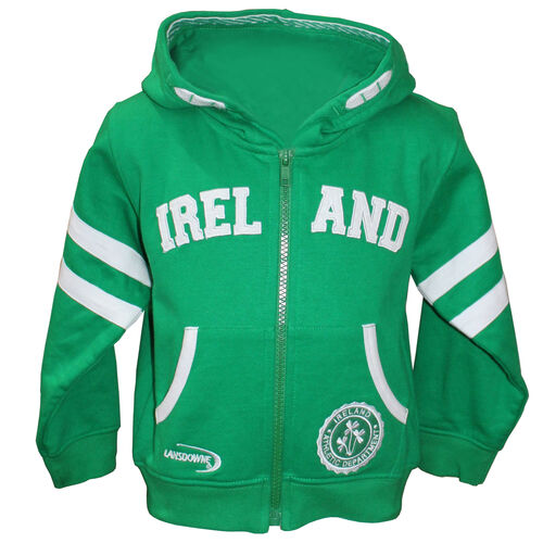 Lansdowne Kids Emerald Green Zip Baby Hoodie With Ireland Embroidery  1-2 Years