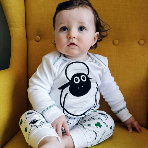 Traditional Craft Kids White Overall Print Sheep Baby Leggings 0-6 Months
